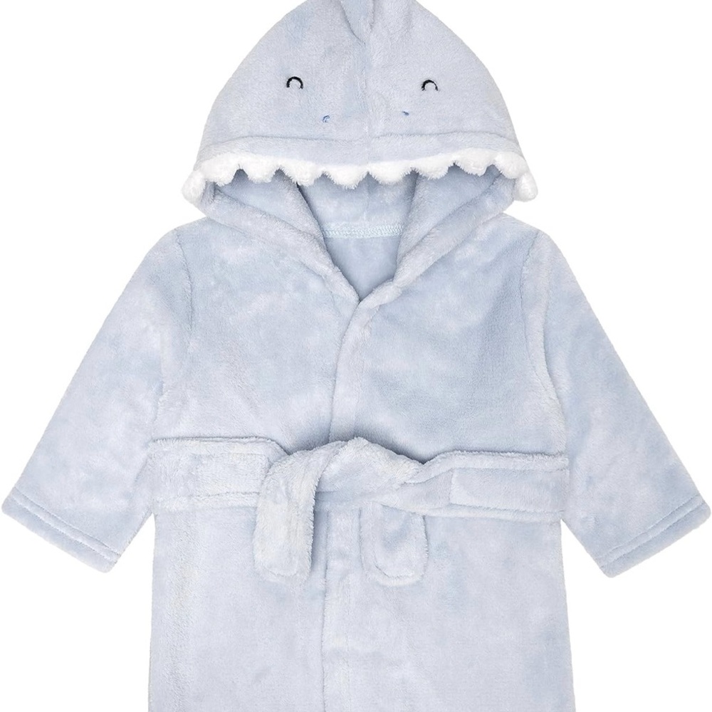 NEW WITH TAGS Gerber Light Blue Shark Hooded Kids Robe, NWT